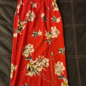 PrettyLittleThing Red Pleated Midi Long Dress Resort Wear